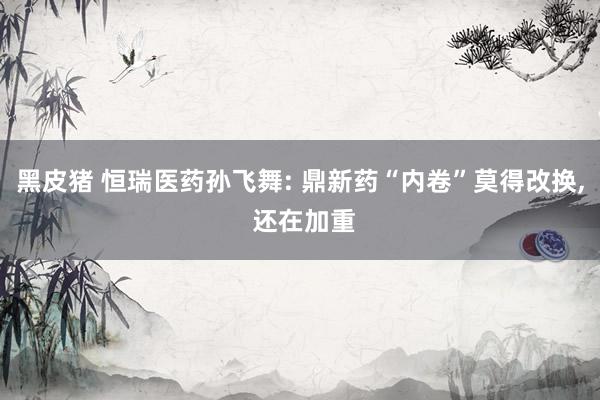 黑皮猪 恒瑞医药孙飞舞: 鼎新药“内卷”莫得改换， 还在加重
