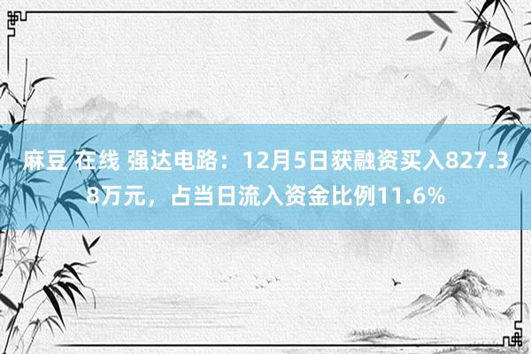 麻豆 在线 强达电路：12月5日获融资买入827.38万元，占当日流入资金比例11.6%