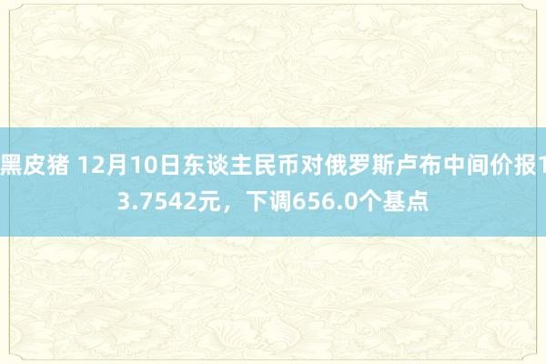 黑皮猪 12月10日东谈主民币对俄罗斯卢布中间价报13.7542元，下调656.0个基点