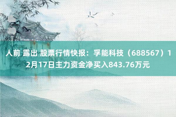人前 露出 股票行情快报：孚能科技（688567）12月17日主力资金净买入843.76万元