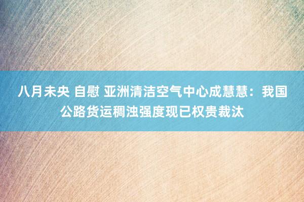 八月未央 自慰 亚洲清洁空气中心成慧慧：我国公路货运稠浊强度现已权贵裁汰
