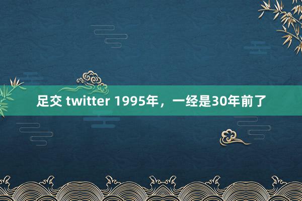 足交 twitter 1995年，一经是30年前了