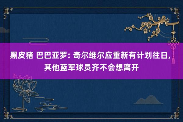 黑皮猪 巴巴亚罗: 奇尔维尔应重新有计划往日， 其他蓝军球员齐不会想离开