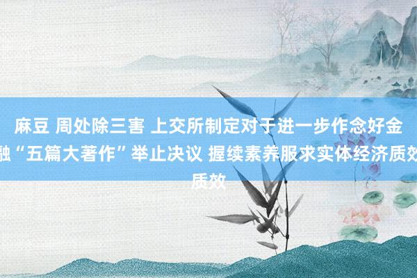 麻豆 周处除三害 上交所制定对于进一步作念好金融“五篇大著作”举止决议 握续素养服求实体经济质效
